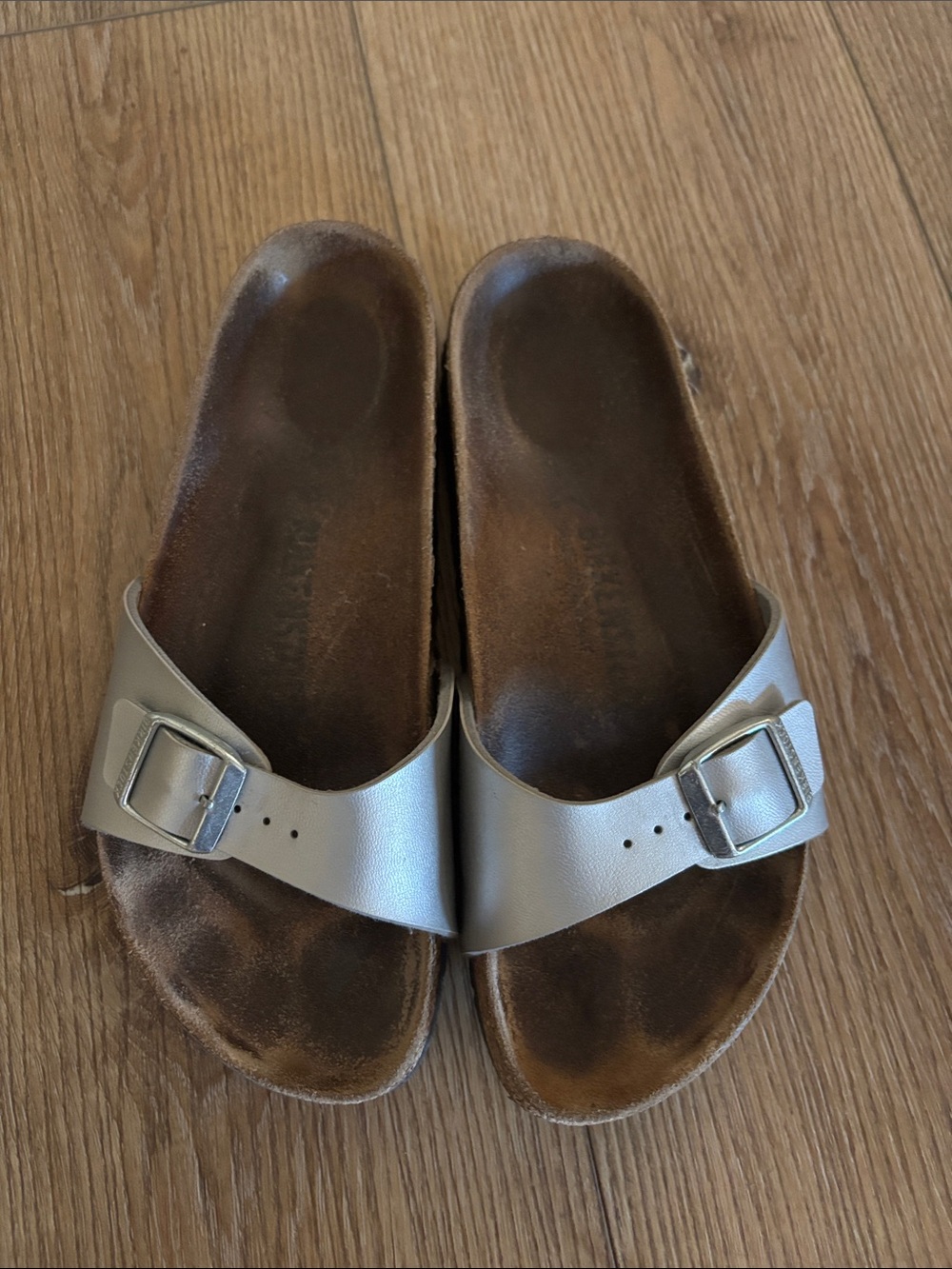 Birkenstock Single Strap Sandal in Metallic Silver